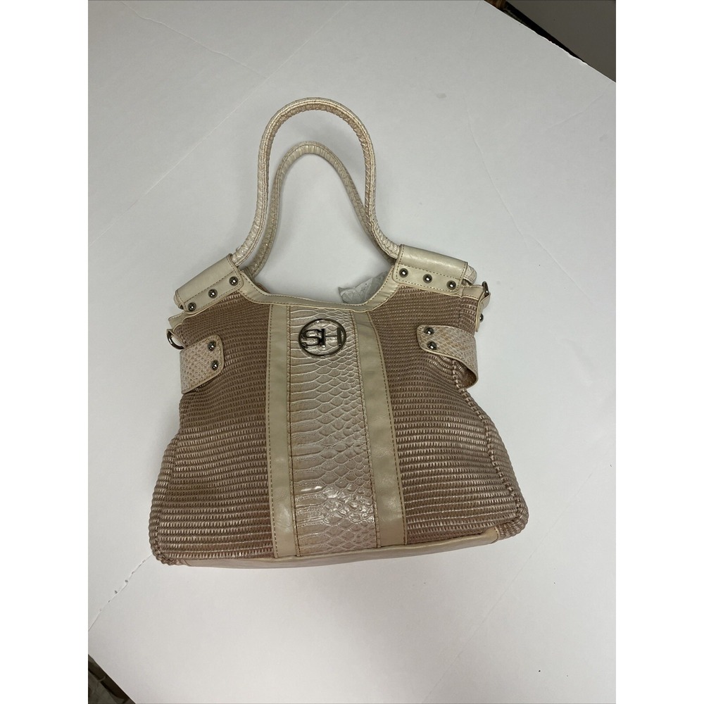 Sag Harbor Tan Faux Straw Tote Bag Purse Bag New